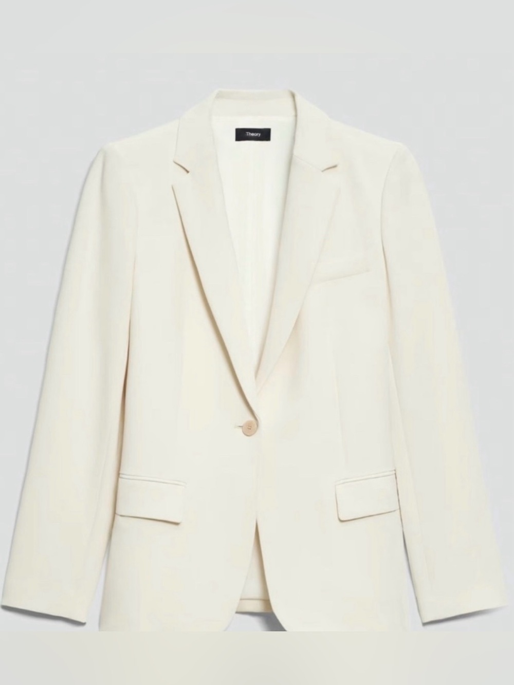 Theory Cream Single-Button Tailored Blazer